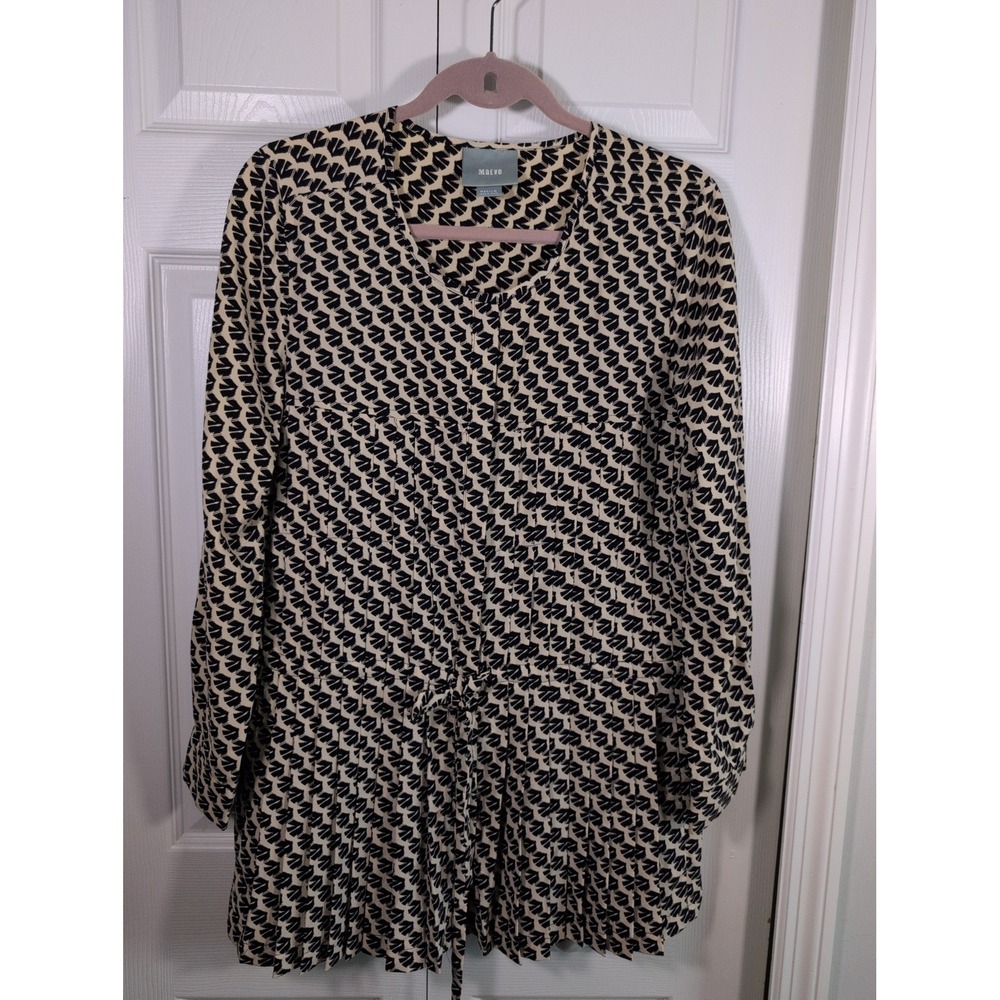 Anthropologie Maeve Selva Dropwaist Pleated Tie Waist Button Down Tunic Medium